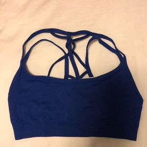 Dark cobalt blue sports bra.
